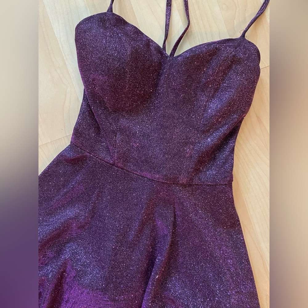 Formal Glitter Dress with Corset-Style Back